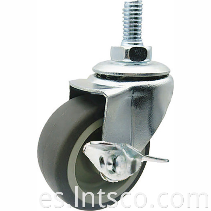 Light Duty Threaded Stem Side Brake TPR Casters